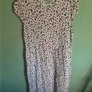 Leith Black Floral on Blush Dress